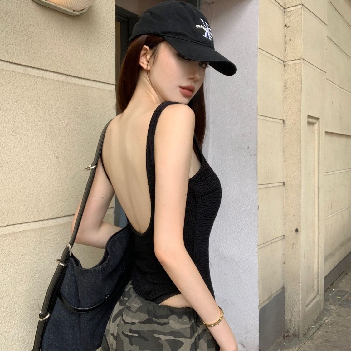 بدلة قطعة واحدة سوداء مثيرة بد - مراجعة Suspender Tank Top وسعره
